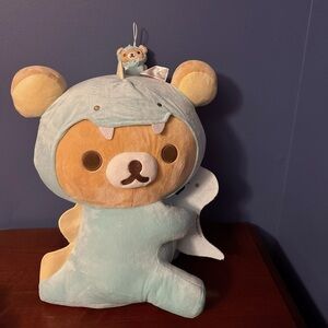 NWT SET 16” Rilakkuma in blue Dinosaur Costume with matching keychain
